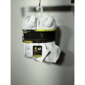 U.S. Polo Assn. Men's Low Cut Athletic Socks White 6 Pairs Size 6-12